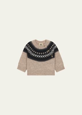 Girl's Laina Fair Isle Wool Sweater, Size 3M-3