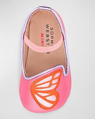Girl's Leather Butterfly Embroidery Flats, Baby