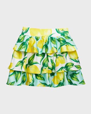 Girl's Lemon Spritz Tiered Skirt, Size 4-6