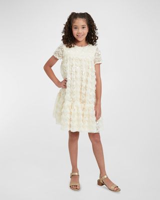 Girl's Lena Tiered Sequin Detailed Dress, Size 7-14