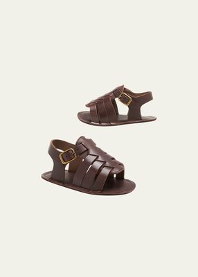 Girl's Léo Woven Leather Sandals, Baby