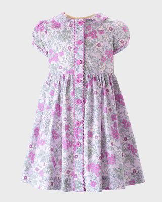 Girl's Lilac Floral-Print Dress, Size 2-8