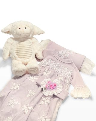 Girl's Lilac Mist Floral Lace Gift Set, Size Newborn-3M