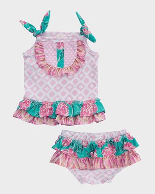 Girl's Lily's Lawn Tank Top And Bloomers Set, Size 3M-24M