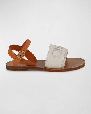 Girl's Logo Band Leather Sandals, Kids