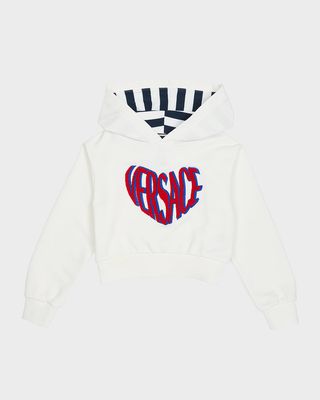 Girl's Logo Embroidered Cotton Fleece Sweatshirt, Size 8-14