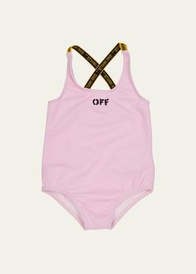 Girl's Logo Industrial One-Piece Swimsuit, Size 9-24M
