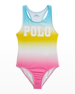 Girl's Logo Ombre One-Piece Swimsuit, Size 2-4