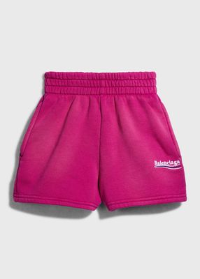 Girl's Logo-Print Jogging Shorts, Size 2-8