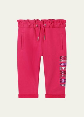 Girl's Logo-Print Sequin Embroidered Trousers, Size 6M-3
