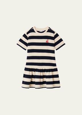 Girl's Logo-Print Striped Dress, Size 4-12