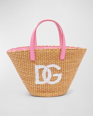 Girl's Logo Top Handle Straw Bag