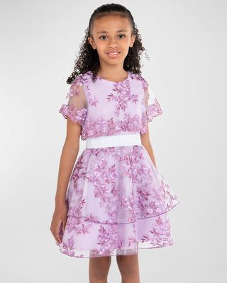 Girl's Lori Floral Embroidered Fly Away Dress, Size 7-16