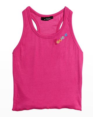 Girl's Love Embroidered Racerback Tank Top, Size S-XL