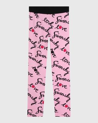 Girl's Love Logo-Print Cotton Jersey Leggings, Size 4-5