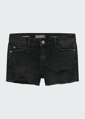 Girl's Lucy Cut-Off Distressed Denim Shorts, Size 4-6