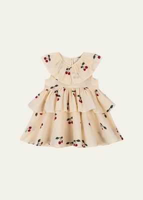 Girl's Lunella Cherry Tiered Dress, Size 2-6