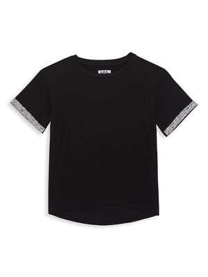 Girl's Luxe Short-Sleeve T-Shirt - Black - Size 7