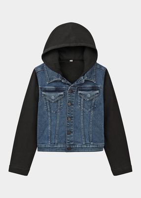 Girl's Manning Denim And Jersey Jacket, Size 2-6X