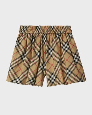 Girl's Marcy Bias Check Shorts, Size 3-14