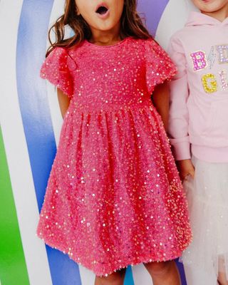 Girl's Margot Sequin Velour Dress, Size 2-14