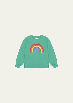 Girl's Marilee Rainbow-Print Sweatshirt, Size 3-6