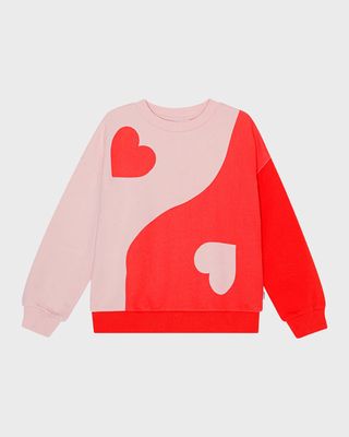 Girl's Maxi Yin Yang Hearts Sweatshirt, Size 2-7