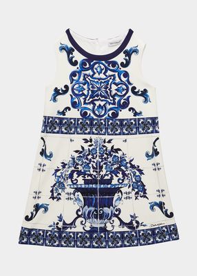 Girl's Mediterraneo Majolica Jersey A-Line Dress, Size 2-6