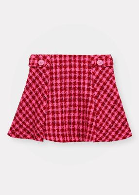 Girl's Medusa Buttons Tweed Skirt, Size 4-6