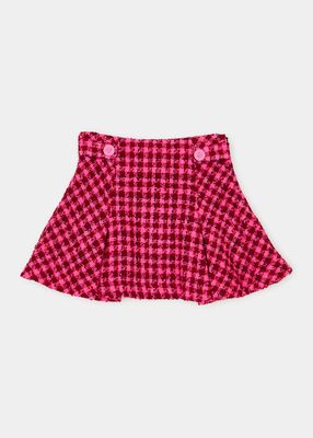 Girl's Medusa Buttons Tweed Skirt, Size 8-14