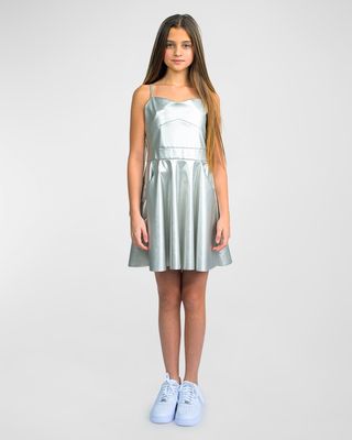 Girl's Melissa Metallic Spaghetti-Strap Dress, Size 7-16