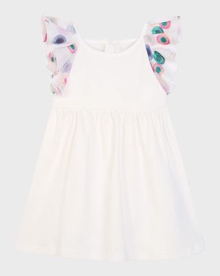 Girl's Merger Printed Short-Sleeve Dress, Size 12M-3T