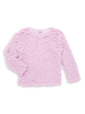 Girl's Metallic Fuzz Sweater - Purple - Size 7