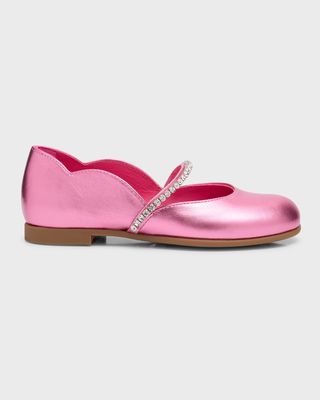 Girl's Metallic Scalloped Ballerina Flats, Toddlers/Kids