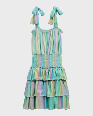 Girl's Metallic Stripe Dress, S-XL