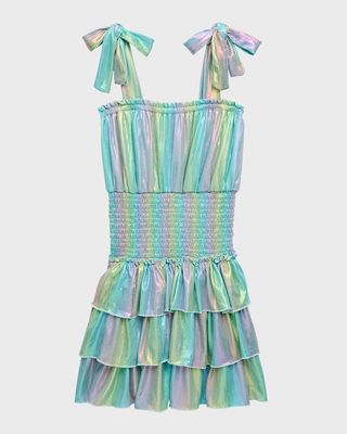 Girl's Metallic Stripe Dress, Size 4-6
