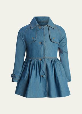 Girl's Mia Lightweight Chambray Trench, Size 4-14