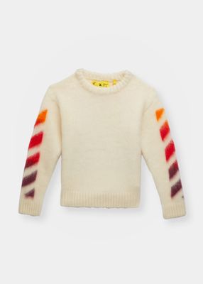 Girl's Mohair-Arrow Crewneck Sweater, Size 4-10