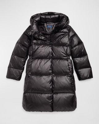Girl's Momentum Water-Resistant Recycled Down Long Puffer Coat, Size S-L