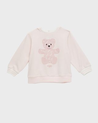 Girl's Monogram Teddy Logo-Print Sweatshirt, Size 3M-18M