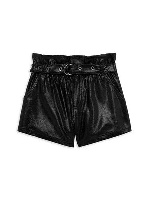 Girl's Moto Shorts - Black - Size 7 - Black - Size 7