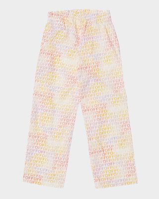 Girl's. Multicolor FF Stamp Straight-Leg Pants, Size 4-10