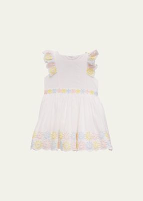 Girl's Multicolor Floral-Embroidered Dress, Size 6M-18M