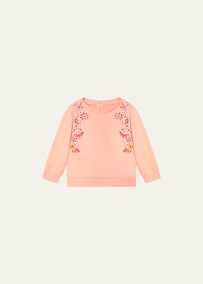 Girl's Multicolor Floral Embroidered Sweatshirt, Size 6M-3