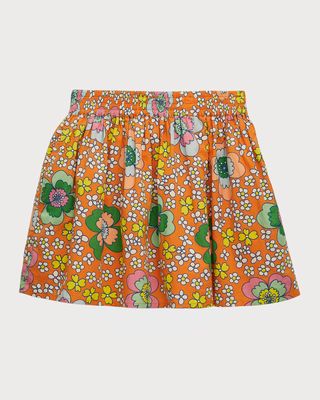 Girl's Multicolor Floral-Print Skirt, Size 5-14