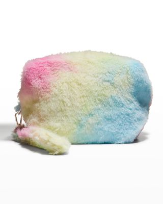 Girl's Multicolor Fur Cosmetic Bag