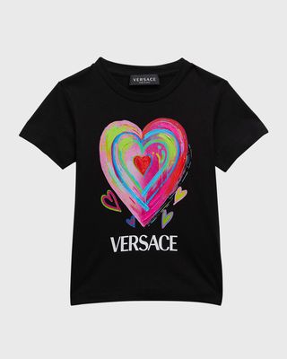 Girl's Multicolor Heart Graphic Logo-Print T-Shirt, Size 4-6