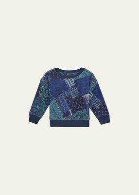 Girl's Multicolor Patchwork-Print Sweatshirt, Size 2-4