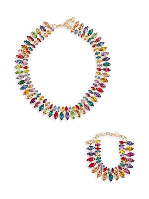 Girl's Multicolor Rhinestone Bracelet & Necklace Set