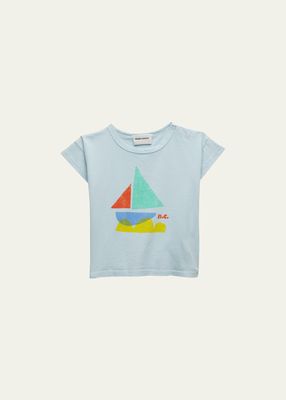 Girl's Multicolor Sail Boat Graphic T-Shirt, Size 6M-24M